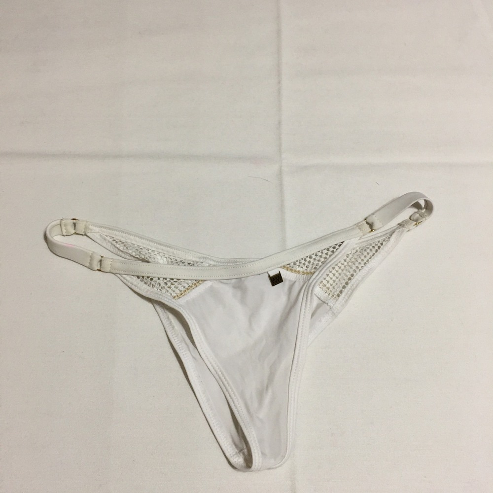 Wicked Weasel Bikini Bottom Women Small White Mesh Trim Strappy